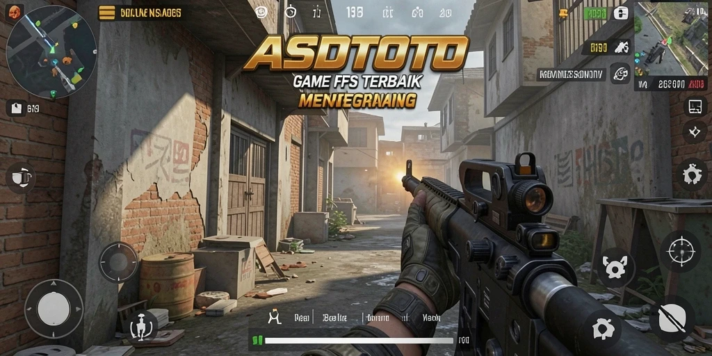 Tampilan gameplay mendebarkan dalam ASDTOTO, menunjukkan aksi tembak-menembak intens.