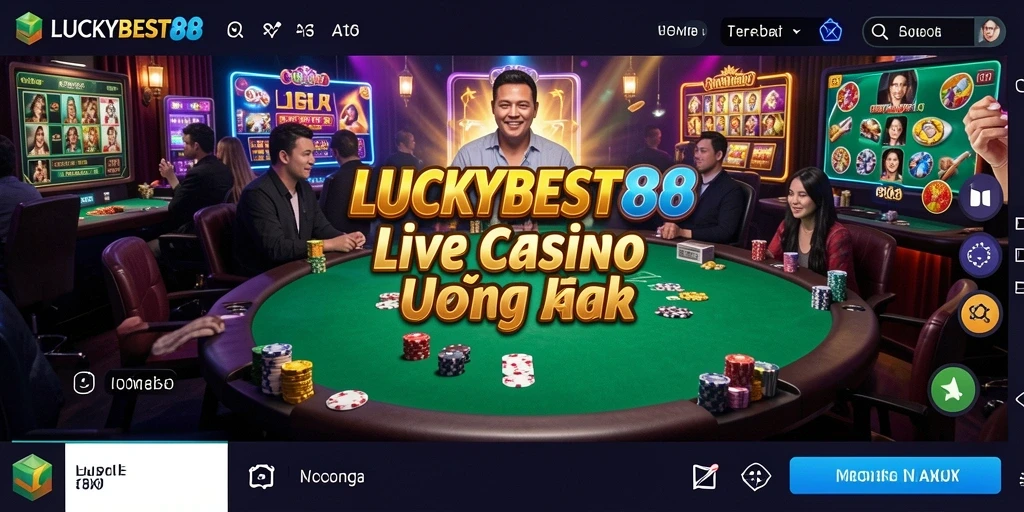 Tampilan menarik dari LUCKYBEST88 menunjukkan dealer dan permainan Live Casino yang mendebarkan.