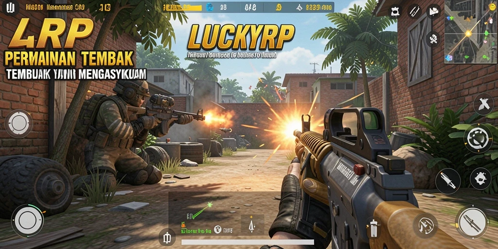 Gameplay menegangkan dalam LUCKYRP yang menonjolkan aksi FPS.