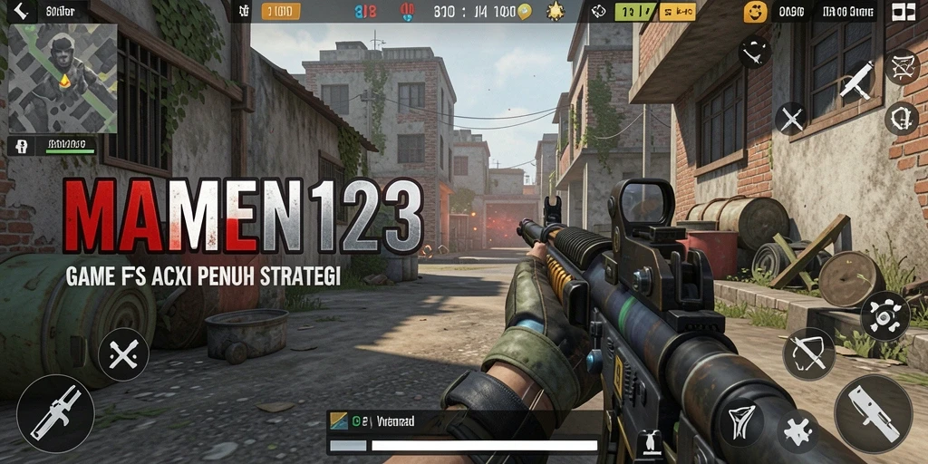 Tampilan gameplay seru dalam MAMEN123 dengan musuh yang menegangkan.