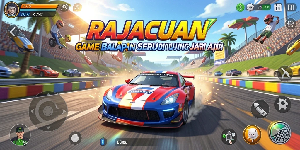 Gameplay seru di RAJACUAN dengan balapan menegangkan.