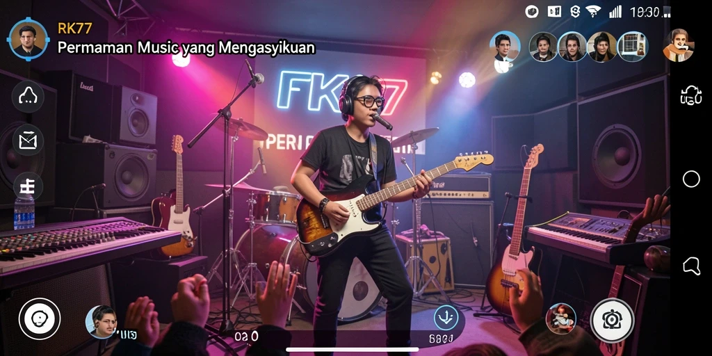 Screenshot gameplay RK77 menampilkan keseruan bermain musik.