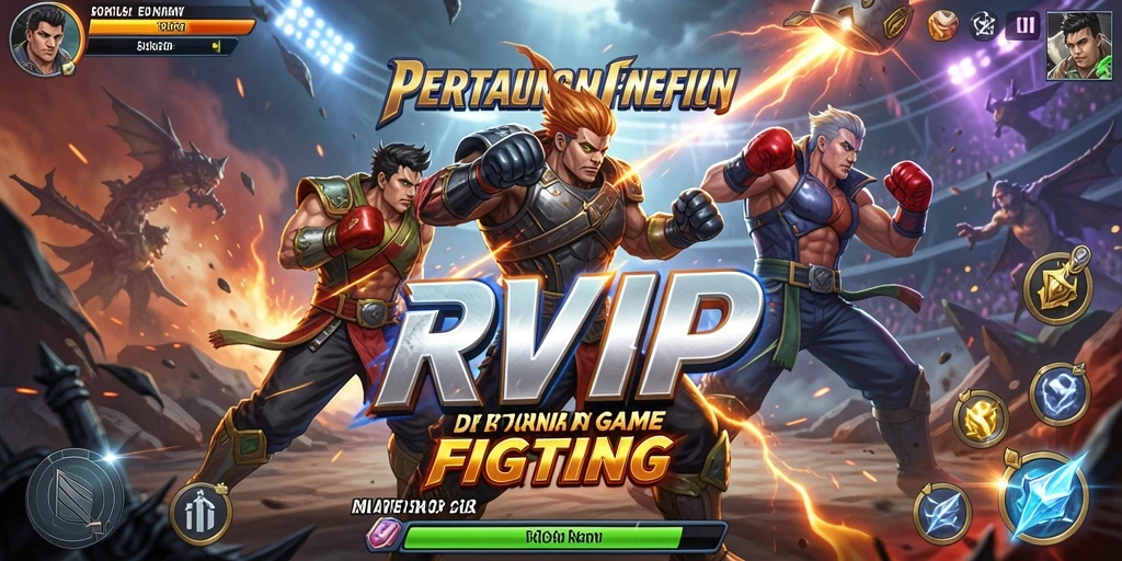 Screenshot gameplay RVIP menampilkan pertarungan intens di arena.