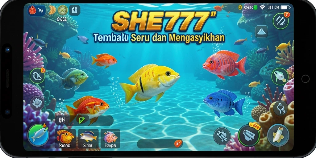Tampilan visual menarik dari gameplay Tembak Ikan SHE777.